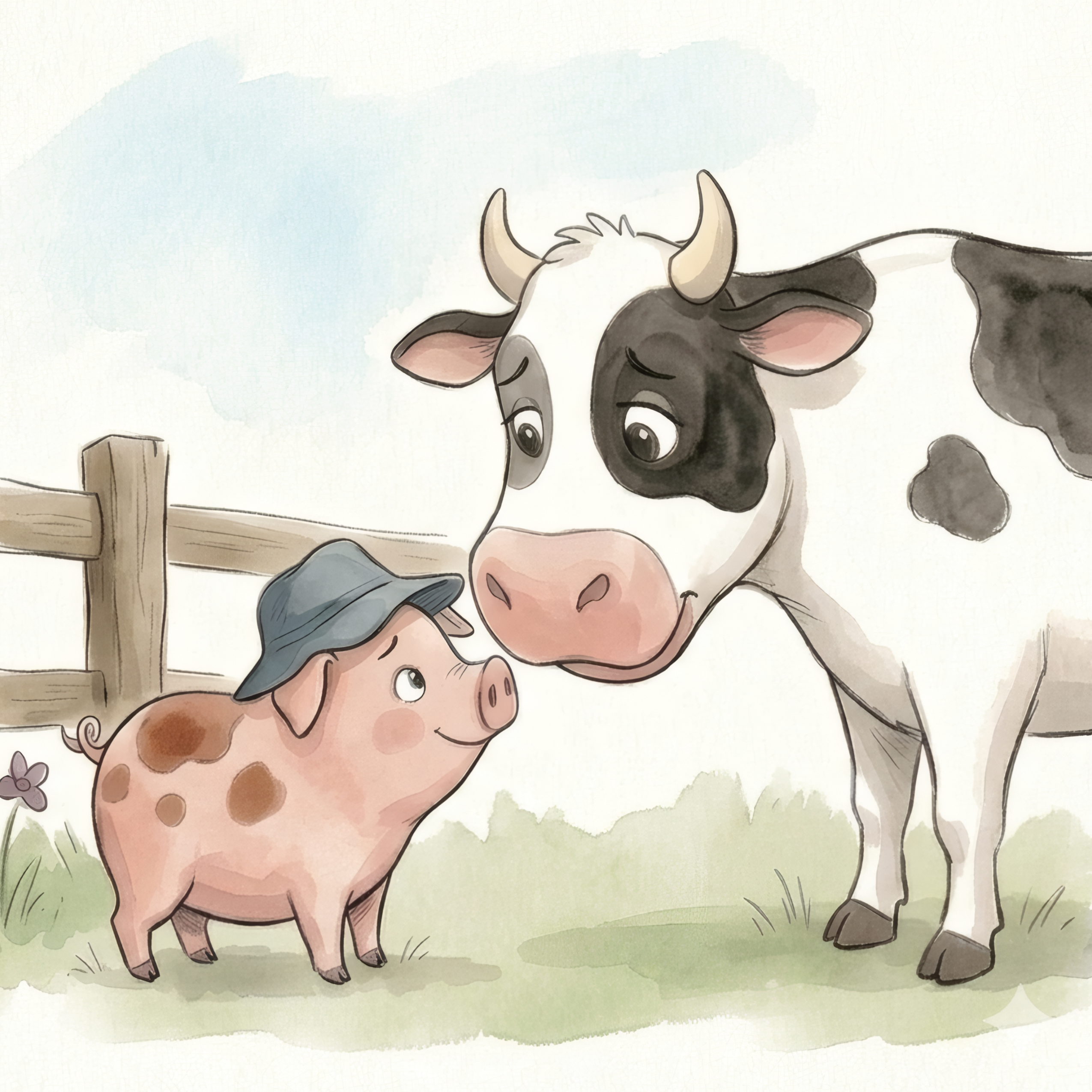 Inside Right Page: Piggy in a Blue Hat